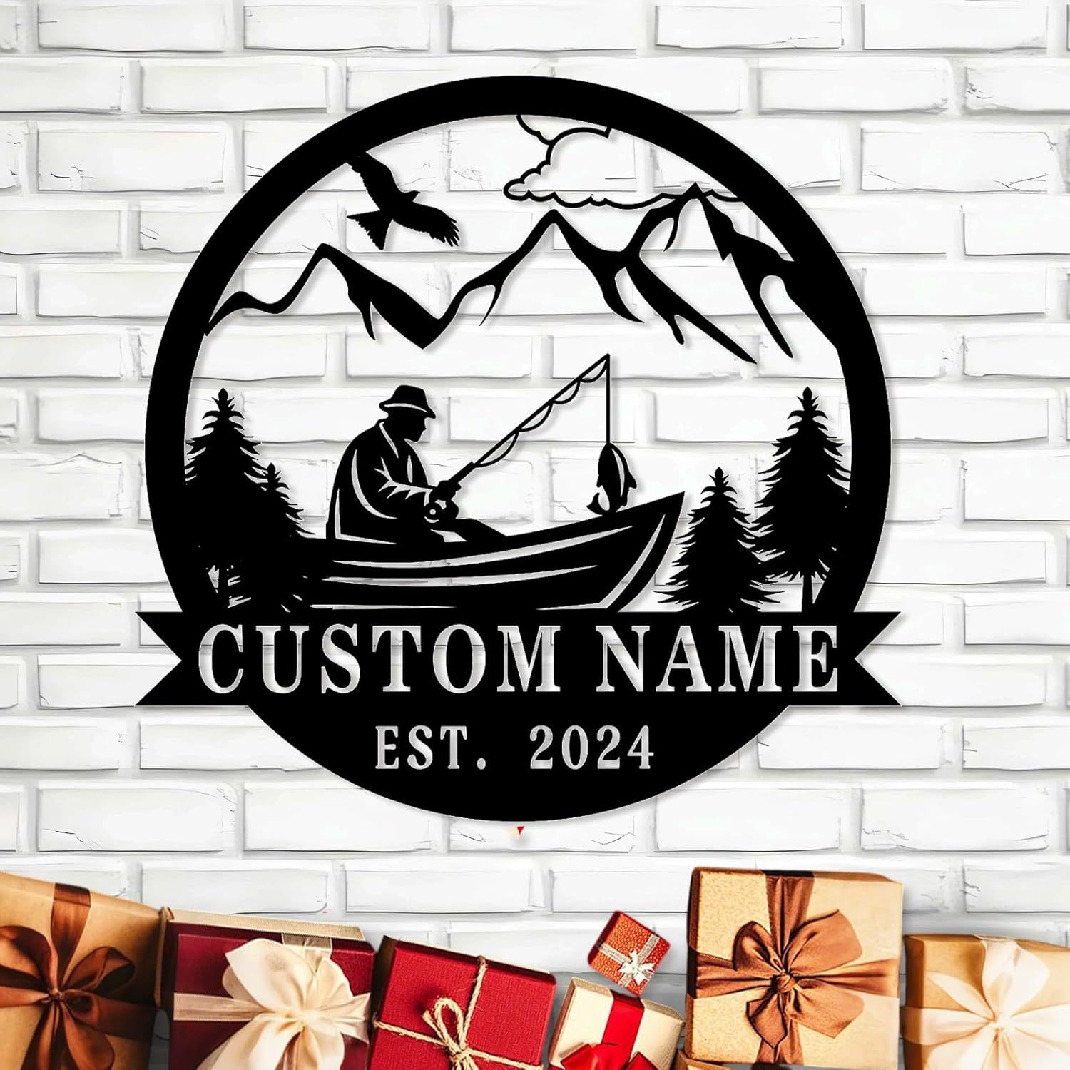 Personalized Largemouth Bass Metal Sign, Custom Fishing Last Name Sign for Home, Fish Family Signs Wall Decor-MetalsignX