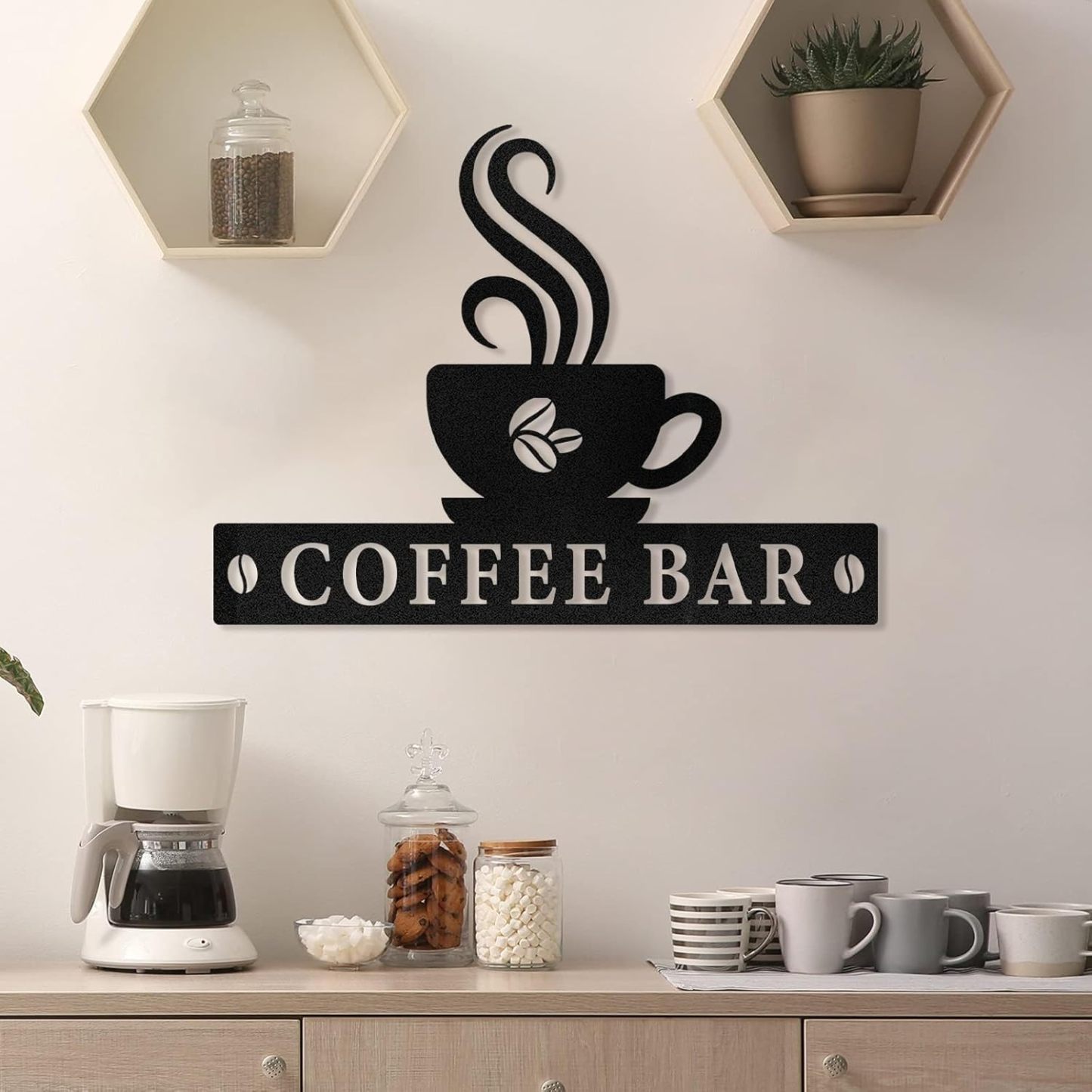 Personalized Coffee Bar Metal Sign Wall Decor, Coffee Cup Wall Decor, Custom Coffee Signs for Coffee Station