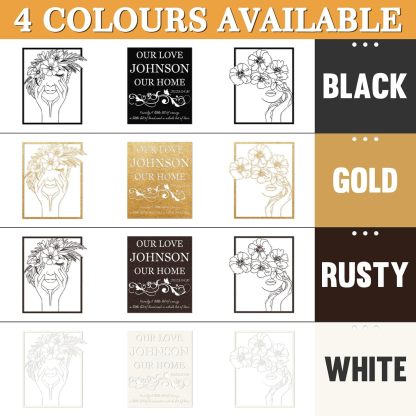  Personalized Metal Wall Art Decor, 3 Pcs Metal Signs, Tree of Life Wall Art, Family Tree Wall Sculptures, Custom Name Sign Gifts for Home Bedroom Living Room Color01