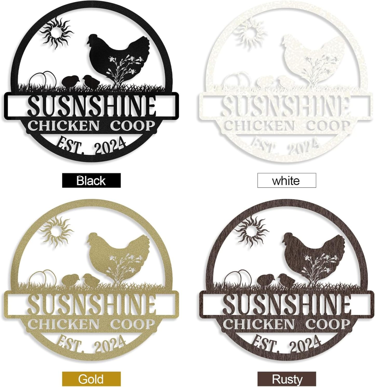 Personalized Metal Chicken Coop Signs Outdoor, Cusotm Fluffy Butt Hut Chicken Coop Sign, Chicken Coop Accessories, Funny Signs for Chicken Coops, Farmhouse Wall Decor for Lawn, Yard, Patio, Garden