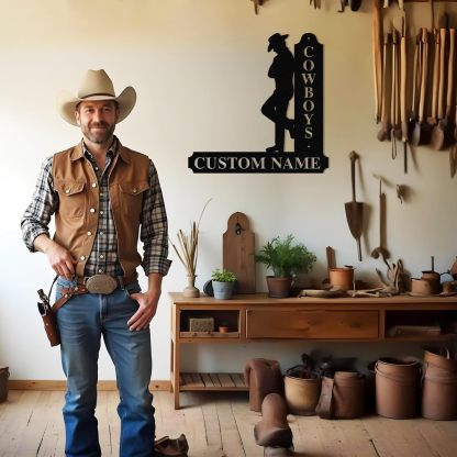Personalized Cowboy Metal Sign, Custom Metal Name Sign, Vintage Cowboy Wall Decor, Outdoor Metal Art, Metal Signs Customized, Retro Home Decor Wall Art, Cowboy Decor Gift, Patio Decor