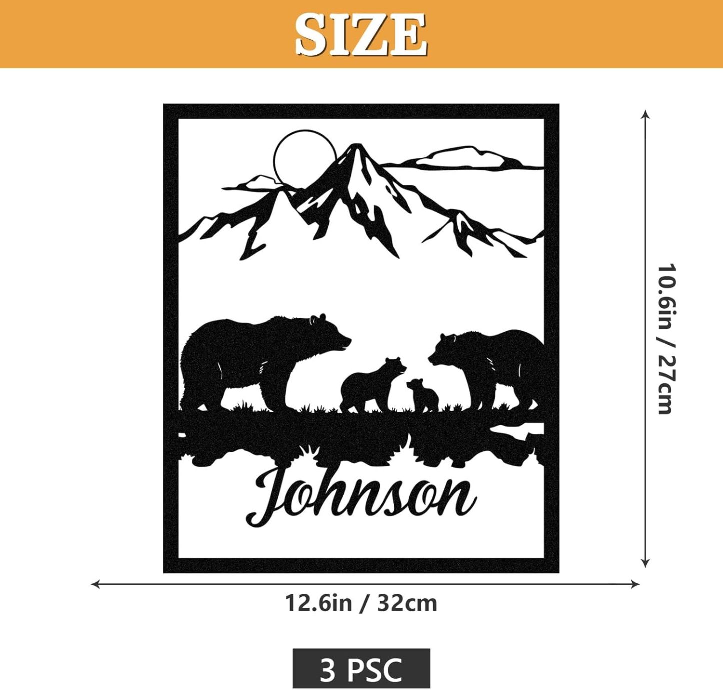  Personalized Metal Wall Art Decor, 3 Pcs Metal Signs, Tree of Life Wall Art, Family Tree Wall Sculptures, Custom Name Sign Gifts for Home Bedroom Living Room Color01