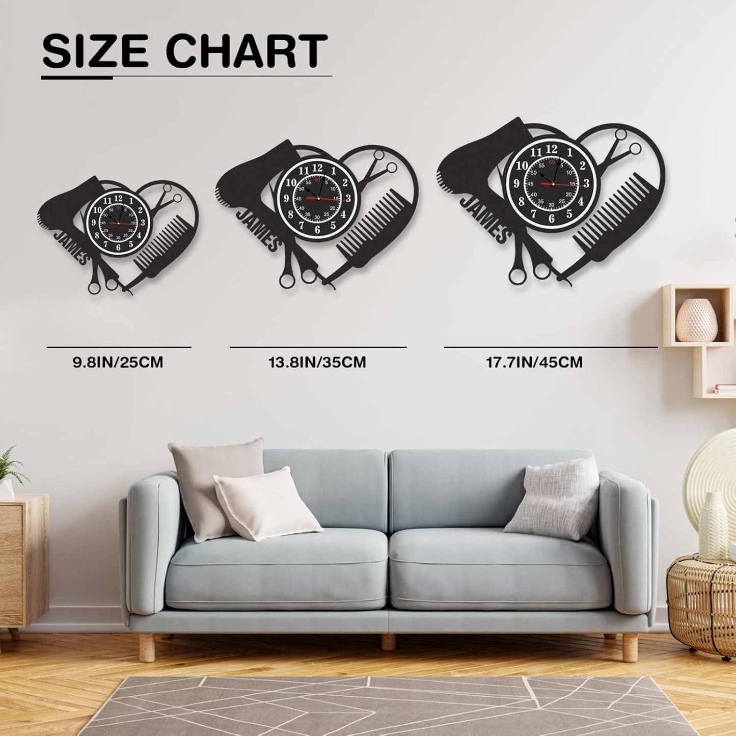 Personalized Large Outdoor Clock, Custom Motorcycle Wall Clock with Name, Modern Metal Wall Art, Battery Operated, Silent Non Ticking Clock for Garage Workshop Farmhouse Man Cave, Gifts for Men