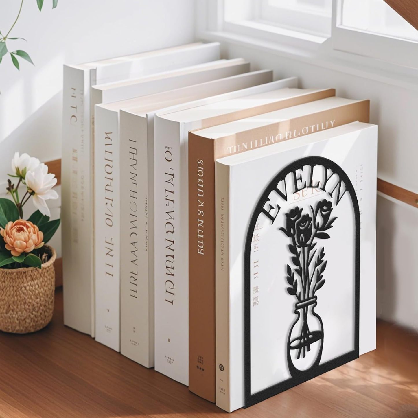 Custom Deer Metal Book Ends, Forest Theme Bookends for Shelves Decorative, Heavy Duty Bookend Stopper, Deer Cabin Decor, Book Organizer for Desk, Black Book Holders for Home Office, Hunter Gifts