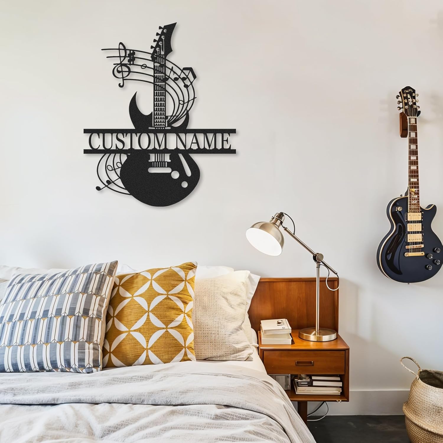 Personalized Guitar Metal Sign, Metal Signs Customized, Musical Note Wall Decor, Funny Music Wall Art, Custom Name Music Sign for Indoor & Outdoor Decorations, Gifts for Musicians, Home Decor