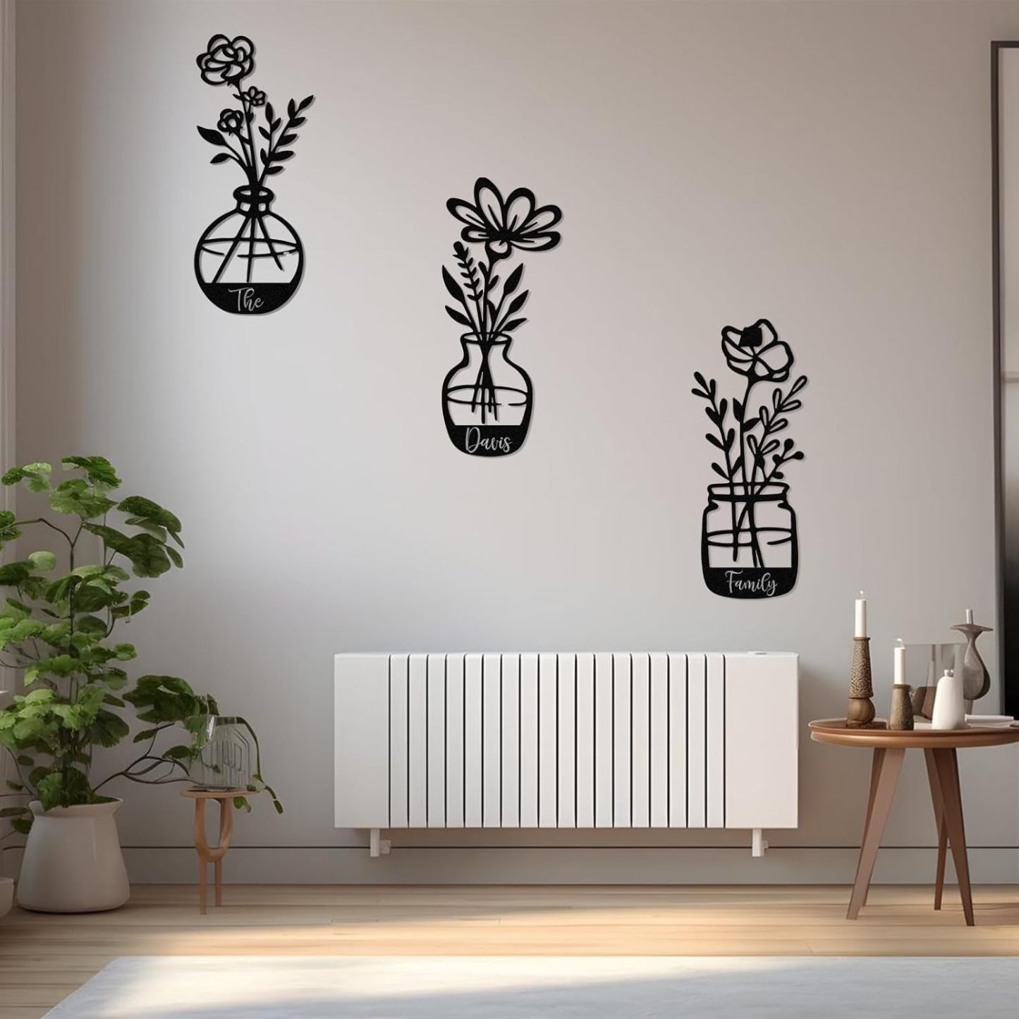  Personalized Metal Wall Art Decor, 3 Pcs Metal Signs, Tree of Life Wall Art, Family Tree Wall Sculptures, Custom Name Sign Gifts for Home Bedroom Living Room Color01