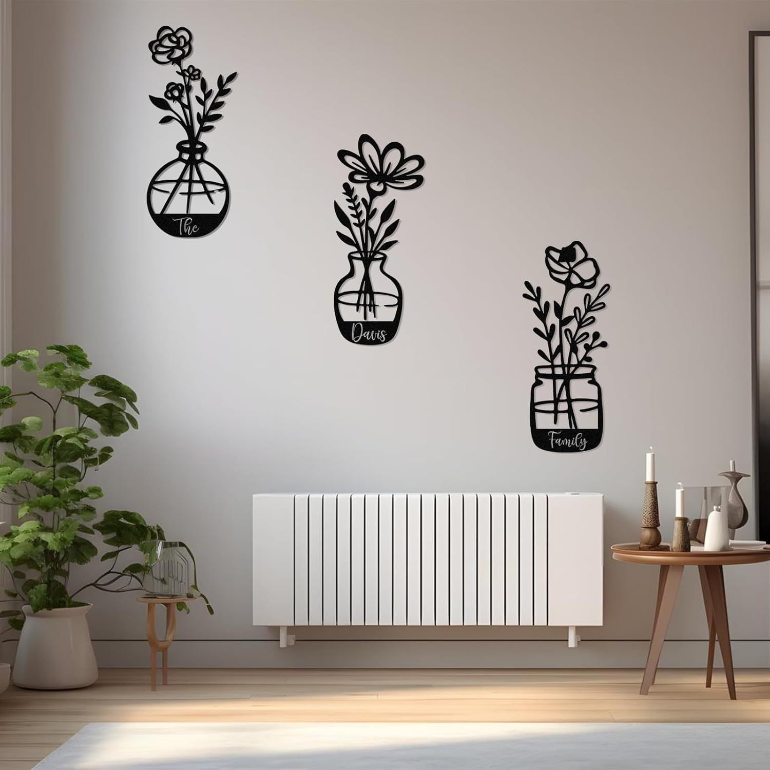  Personalized Metal Wall Art Decor, 3 Pcs Metal Signs, Tree of Life Wall Art, Family Tree Wall Sculptures, Custom Name Sign Gifts for Home Bedroom Living Room Color01