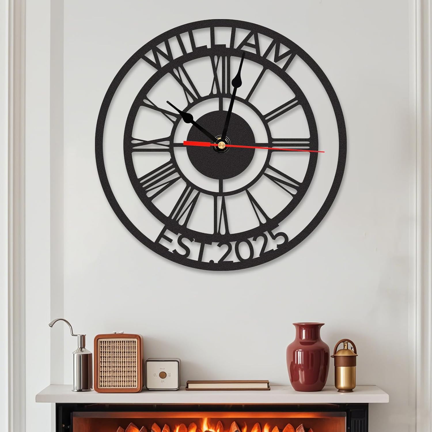 Personalized Large Outdoor Clock, Custom Motorcycle Wall Clock with Na