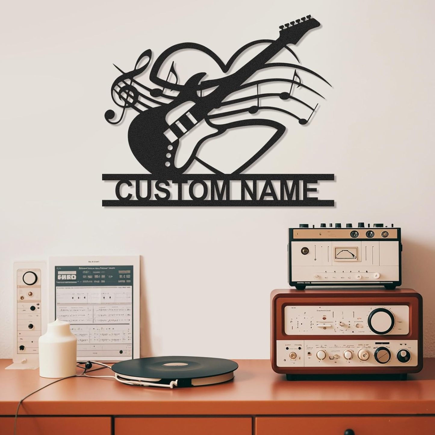 Personalized Guitar Metal Sign, Metal Signs Customized, Musical Note Wall Decor, Funny Music Wall Art, Custom Name Music Sign for Indoor & Outdoor Decorations, Gifts for Musicians, Home Decor