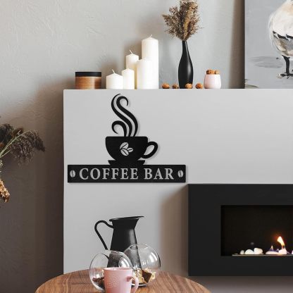 Personalized Coffee Bar Metal Sign Wall Decor, Coffee Cup Wall Decor, Custom Coffee Signs for Coffee Station