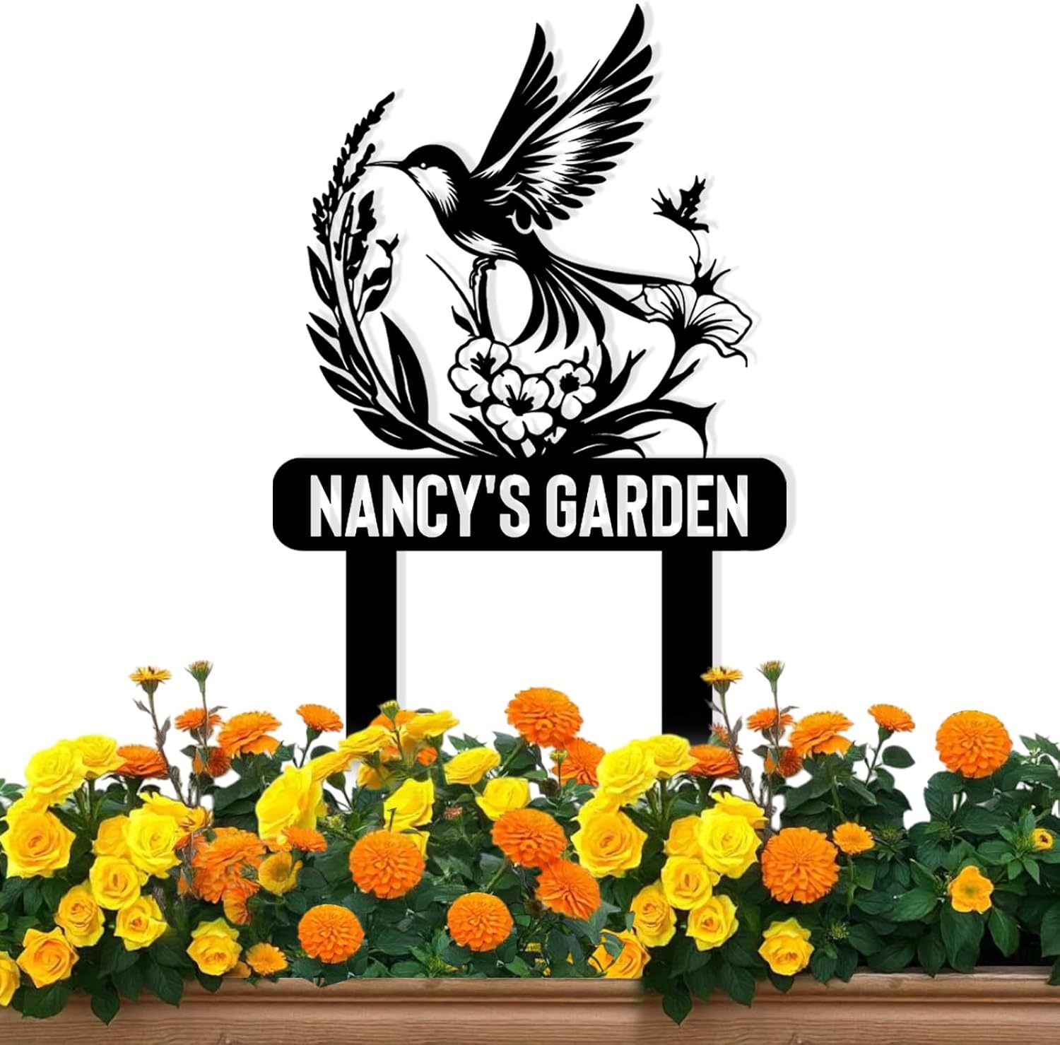 Personalized Garden Sign, Custom Bird Metal Garden Stake Sign, Garden Signs for Outside, Metal Lawn Art, Metal Signs Customized, Garden Signs Decorative Outdoor, Patio Plaque Decor