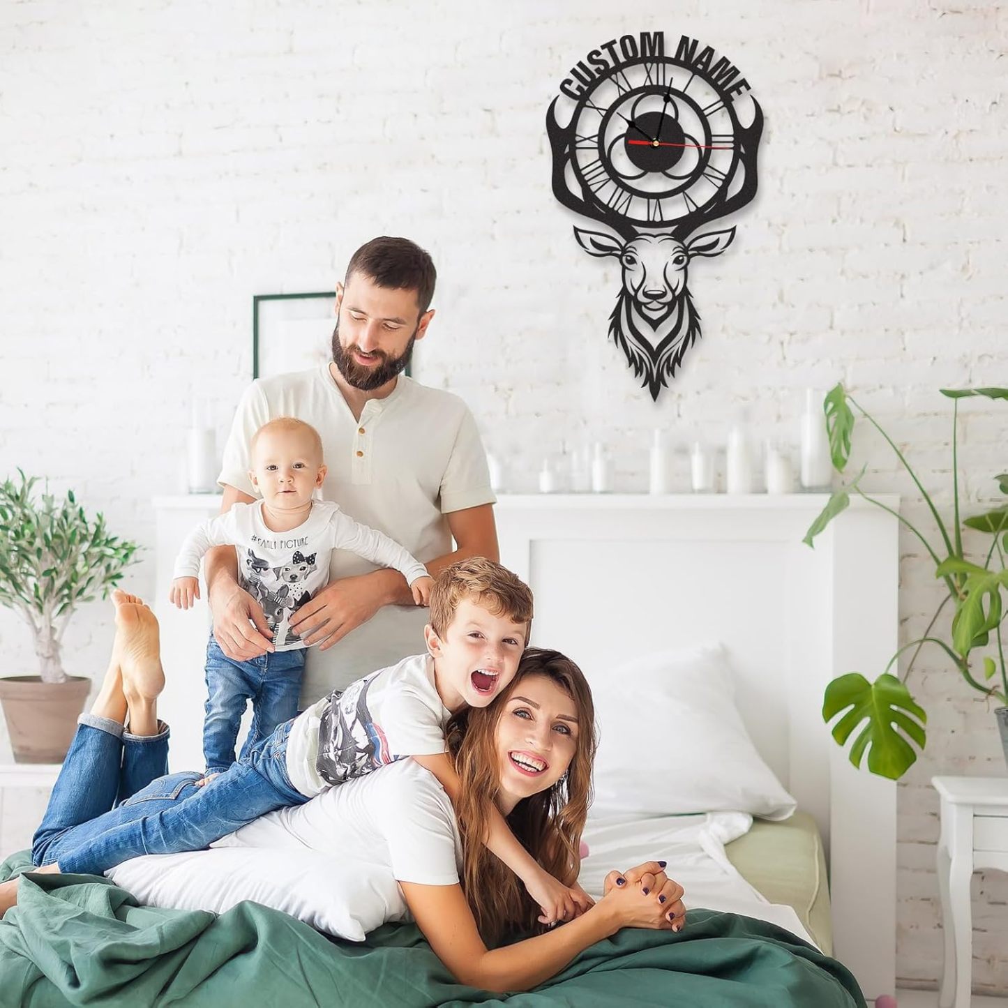 Personalized Large Outdoor Clock, Custom Motorcycle Wall Clock with Name, Modern Metal Wall Art, Battery Operated, Silent Non Ticking Clock for Garage Workshop Farmhouse Man Cave, Gifts for Men