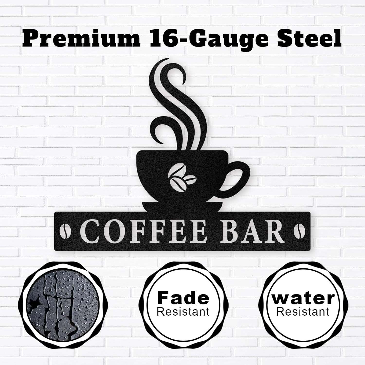 Personalized Coffee Bar Metal Sign Wall Decor, Coffee Cup Wall Decor, Custom Coffee Signs for Coffee Station