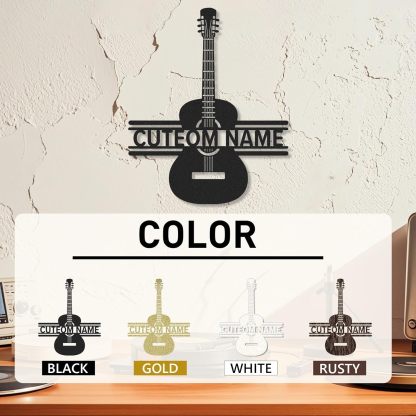 Personalized Guitar Metal Sign, Metal Signs Customized, Musical Note Wall Decor, Funny Music Wall Art, Custom Name Music Sign for Indoor & Outdoor Decorations, Gifts for Musicians, Home Decor