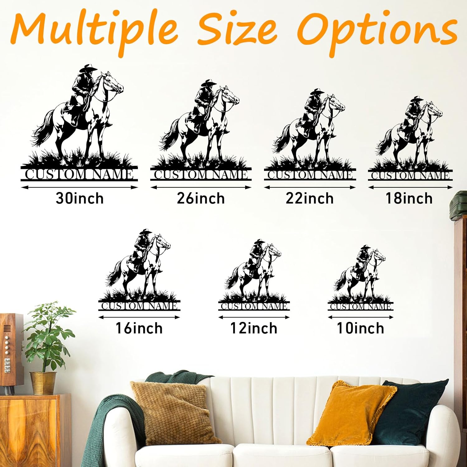 Personalized Western Wall Decor Metal Signs, Rustic Cowboy Couple Silhouette, Cowboy Metal Name Sign Customized, Vintage Howdy Wall Art Gifts for Home Bedroom Speakeasy Decor Color01