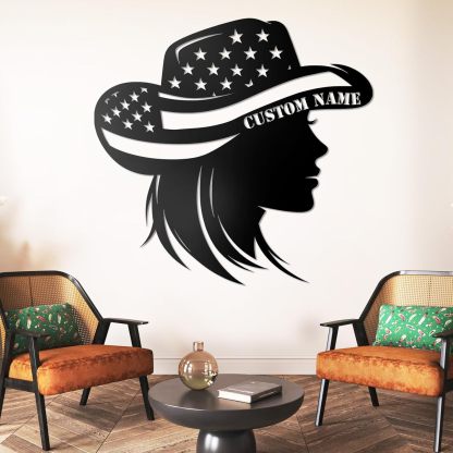 Personalized Western Wall Decor Metal Signs, Rustic Cowboy Couple Silhouette, Cowboy Metal Name Sign Customized, Vintage Howdy Wall Art Gifts for Home Bedroom Speakeasy Decor Color01