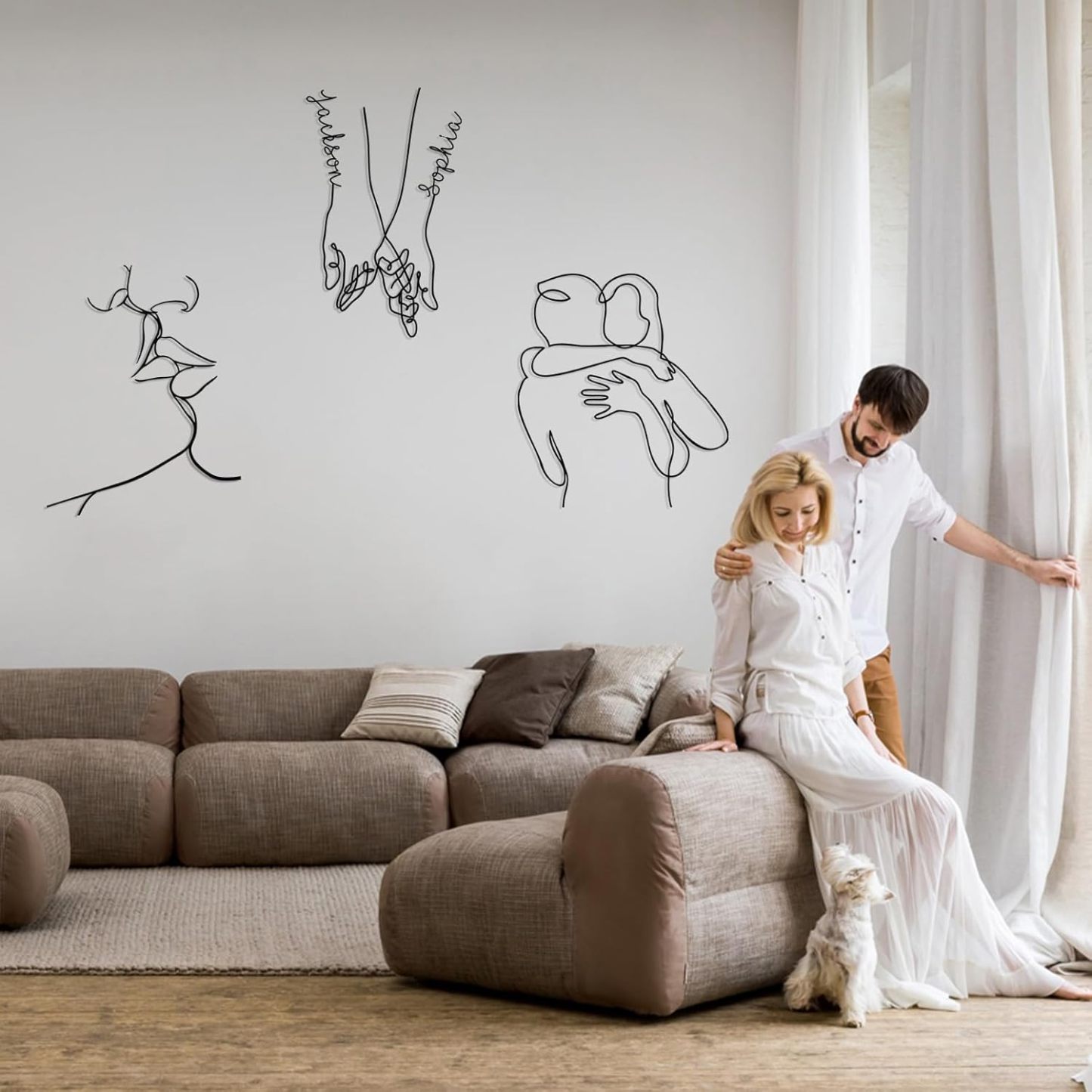  Personalized Metal Wall Art Decor, 3 Pcs Metal Signs, Tree of Life Wall Art, Family Tree Wall Sculptures, Custom Name Sign Gifts for Home Bedroom Living Room Color01