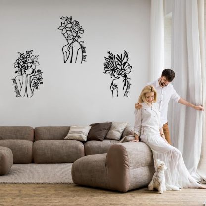  Personalized Metal Wall Art Decor, 3 Pcs Metal Signs, Tree of Life Wall Art, Family Tree Wall Sculptures, Custom Name Sign Gifts for Home Bedroom Living Room Color01