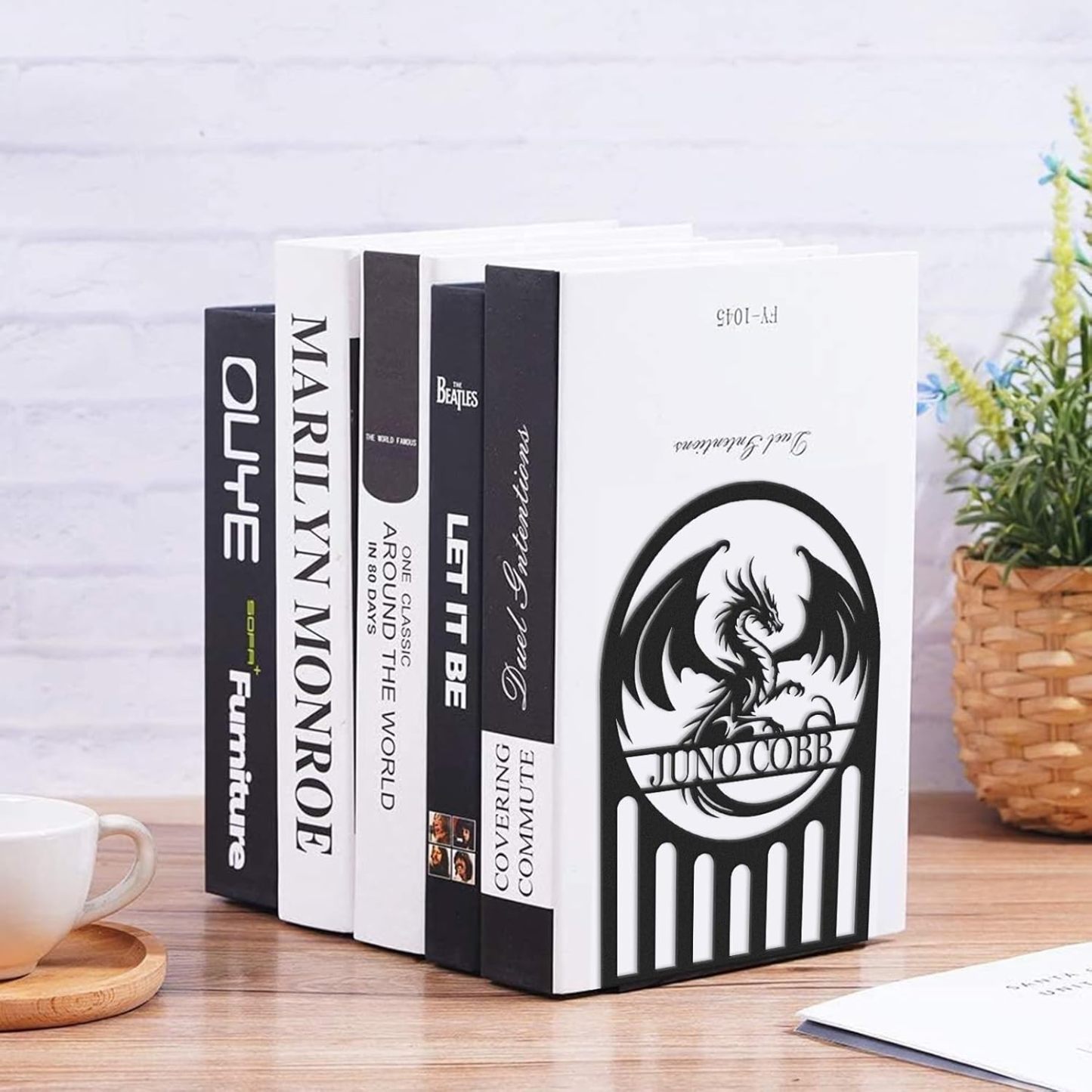 Custom Deer Metal Book Ends, Forest Theme Bookends for Shelves Decorative, Heavy Duty Bookend Stopper, Deer Cabin Decor, Book Organizer for Desk, Black Book Holders for Home Office, Hunter Gifts