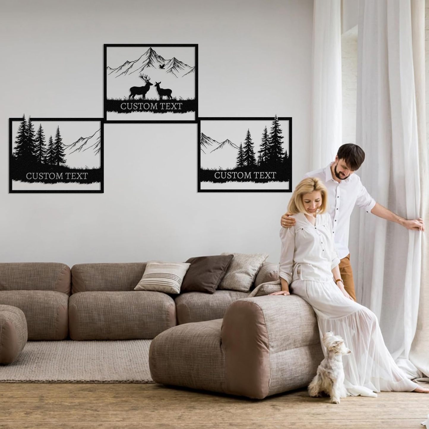  Personalized Metal Wall Art Decor, 3 Pcs Metal Signs, Tree of Life Wall Art, Family Tree Wall Sculptures, Custom Name Sign Gifts for Home Bedroom Living Room Color01