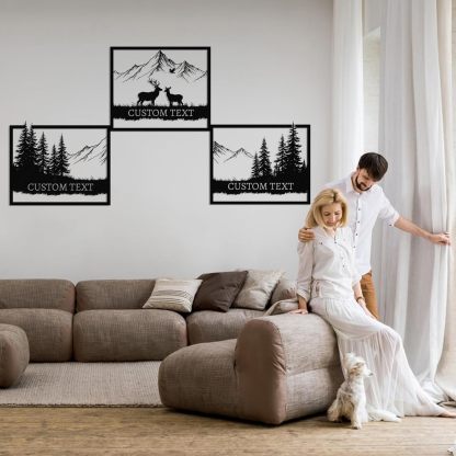  Personalized Metal Wall Art Decor, 3 Pcs Metal Signs, Tree of Life Wall Art, Family Tree Wall Sculptures, Custom Name Sign Gifts for Home Bedroom Living Room Color01