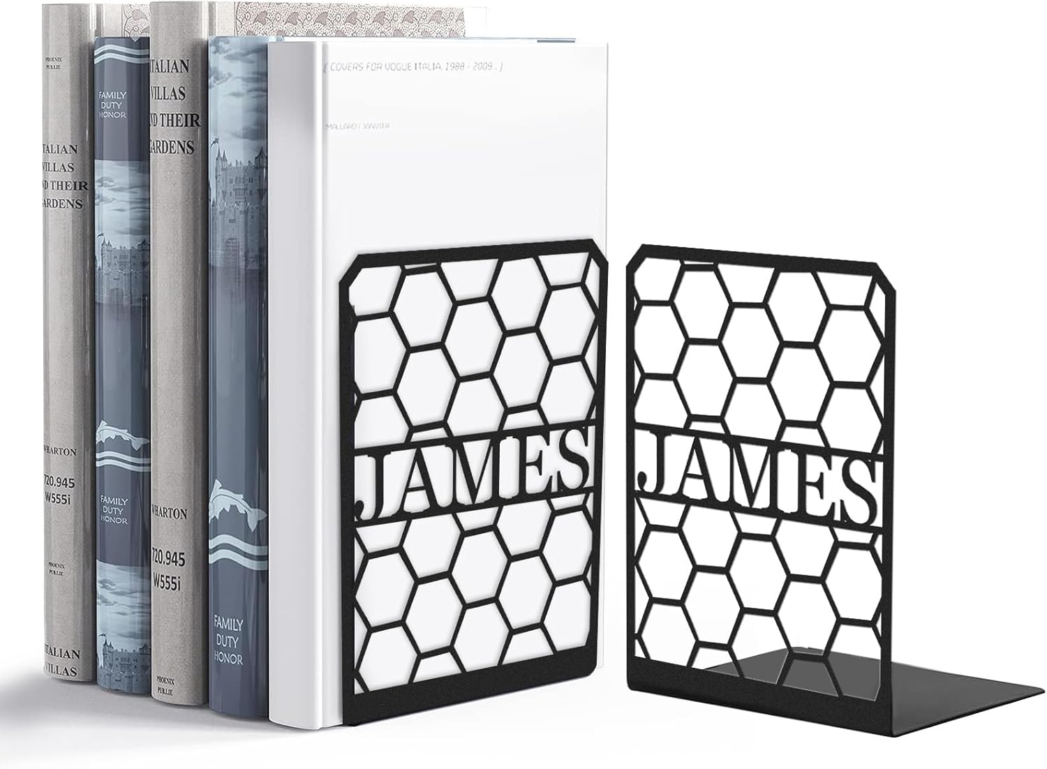 Custom Deer Metal Book Ends, Forest Theme Bookends for Shelves Decorative, Heavy Duty Bookend Stopper, Deer Cabin Decor, Book Organizer for Desk, Black Book Holders for Home Office, Hunter Gifts