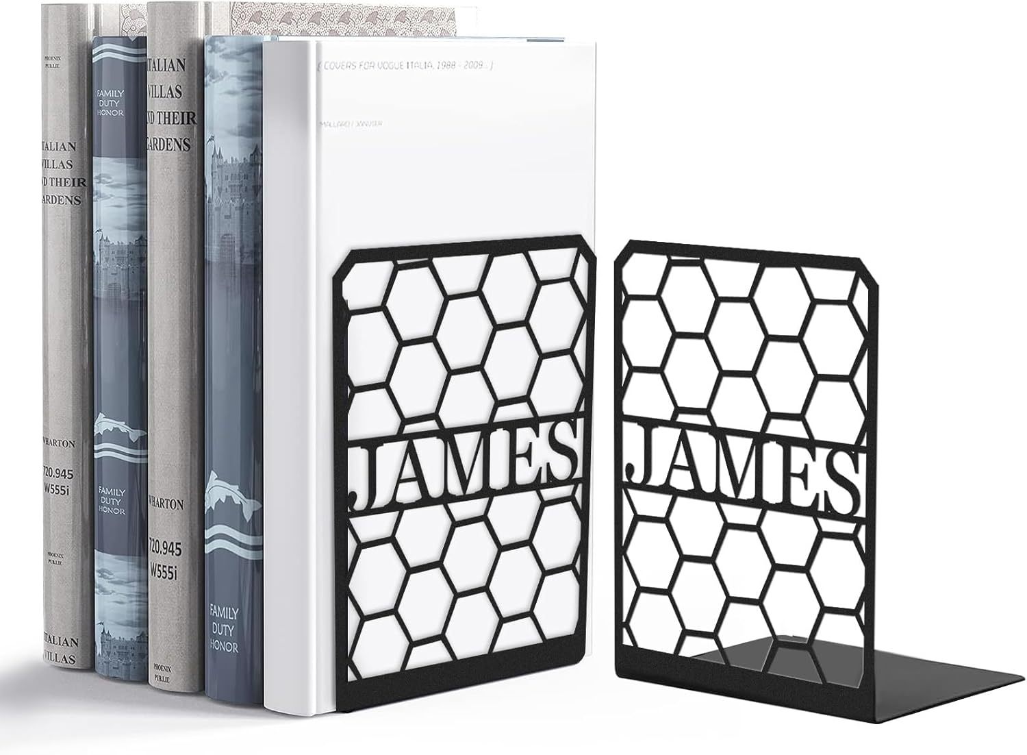 Custom Deer Metal Book Ends, Forest Theme Bookends for Shelves Decorative, Heavy Duty Bookend Stopper, Deer Cabin Decor, Book Organizer for Desk, Black Book Holders for Home Office, Hunter Gifts