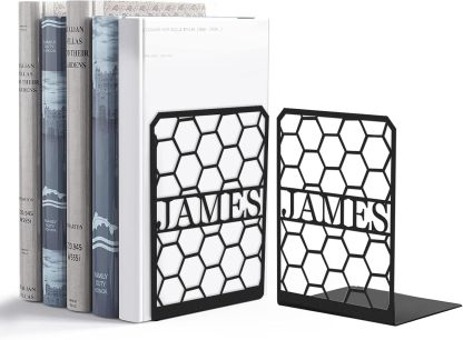 Custom Deer Metal Book Ends, Forest Theme Bookends for Shelves Decorative, Heavy Duty Bookend Stopper, Deer Cabin Decor, Book Organizer for Desk, Black Book Holders for Home Office, Hunter Gifts