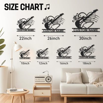 Personalized Guitar Metal Sign, Metal Signs Customized, Musical Note Wall Decor, Funny Music Wall Art, Custom Name Music Sign for Indoor & Outdoor Decorations, Gifts for Musicians, Home Decor
