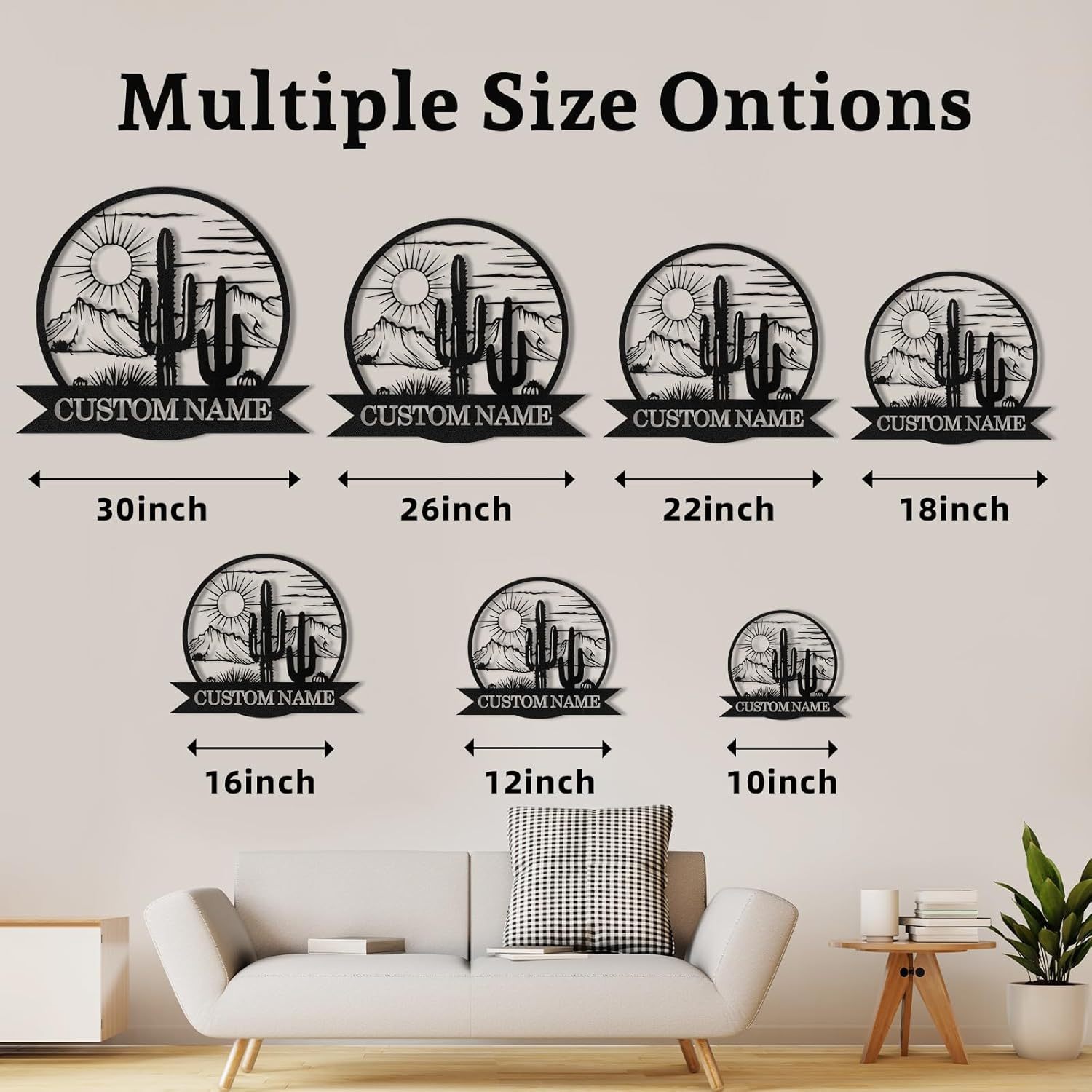 Dyoart Personalized Metal Cactus Wall Decor, Natural Themed Metal Wall Art Home Decor Plant Modern for Office Home Living Room Bedroom, Personalized Wall Hanging Plaques Sign, Housewarming Gifts