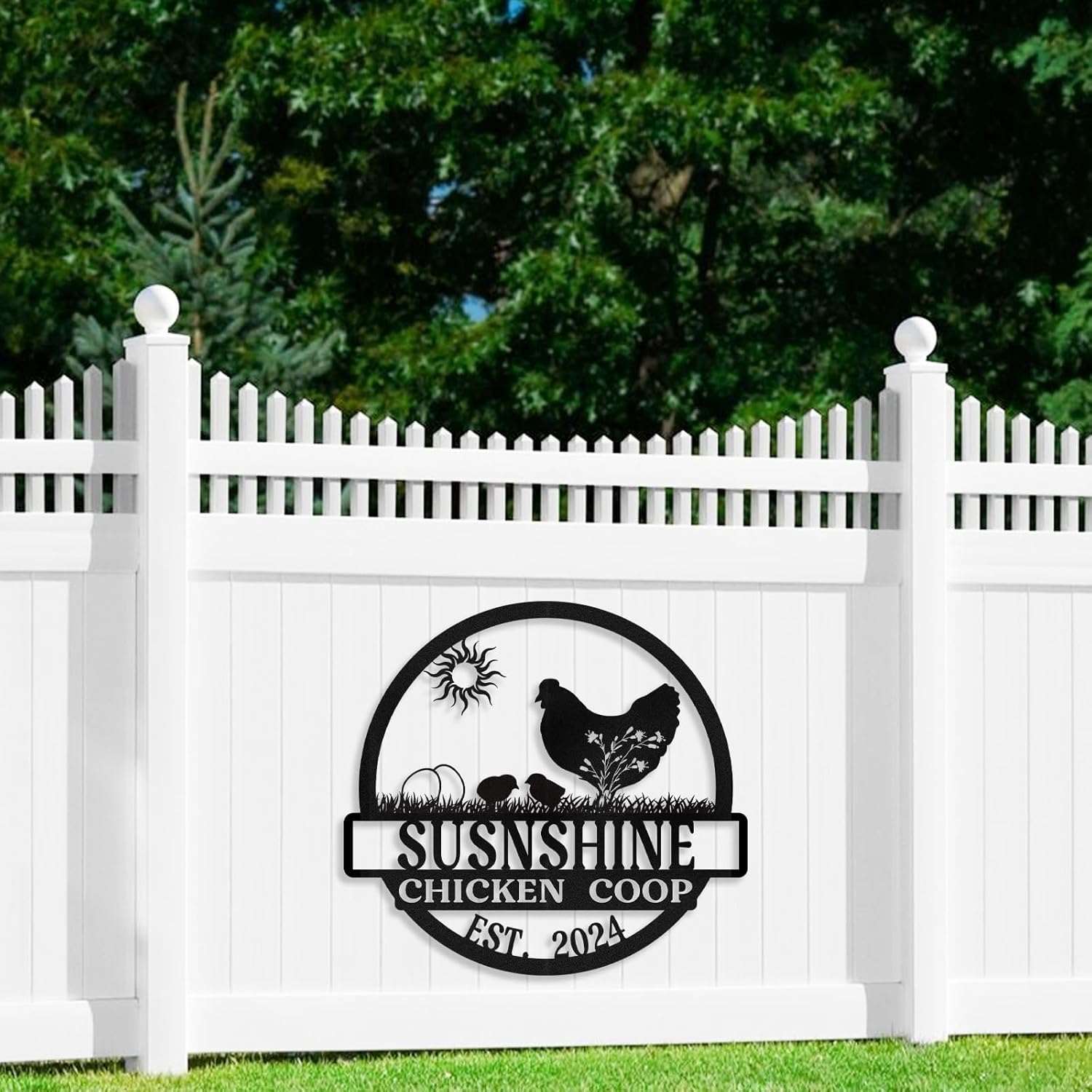 Personalized Metal Chicken Coop Signs Outdoor, Cusotm Fluffy Butt Hut Chicken Coop Sign, Chicken Coop Accessories, Funny Signs for Chicken Coops, Farmhouse Wall Decor for Lawn, Yard, Patio, Garden