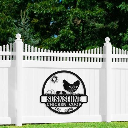 Personalized Metal Chicken Coop Signs Outdoor, Cusotm Fluffy Butt Hut Chicken Coop Sign, Chicken Coop Accessories, Funny Signs for Chicken Coops, Farmhouse Wall Decor for Lawn, Yard, Patio, Garden