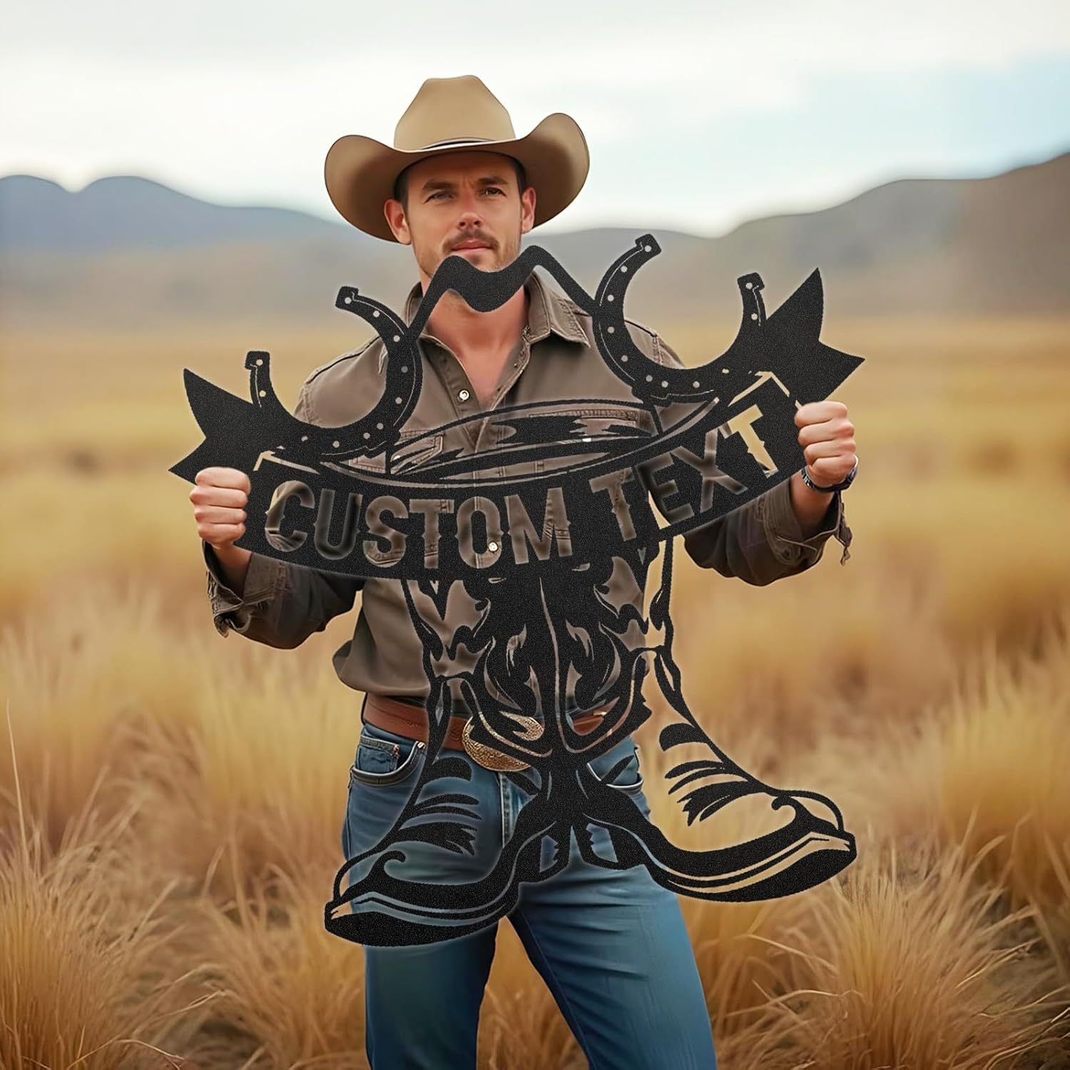 Personalized Cowboy Metal Sign, Custom Metal Name Sign, Vintage Cowboy Wall Decor, Outdoor Metal Art, Metal Signs Customized, Retro Home Decor Wall Art, Cowboy Decor Gift, Patio Decor