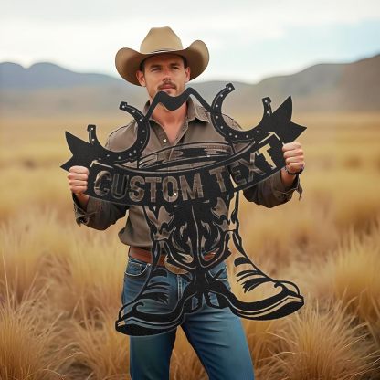 Personalized Cowboy Metal Sign, Custom Metal Name Sign, Vintage Cowboy Wall Decor, Outdoor Metal Art, Metal Signs Customized, Retro Home Decor Wall Art, Cowboy Decor Gift, Patio Decor
