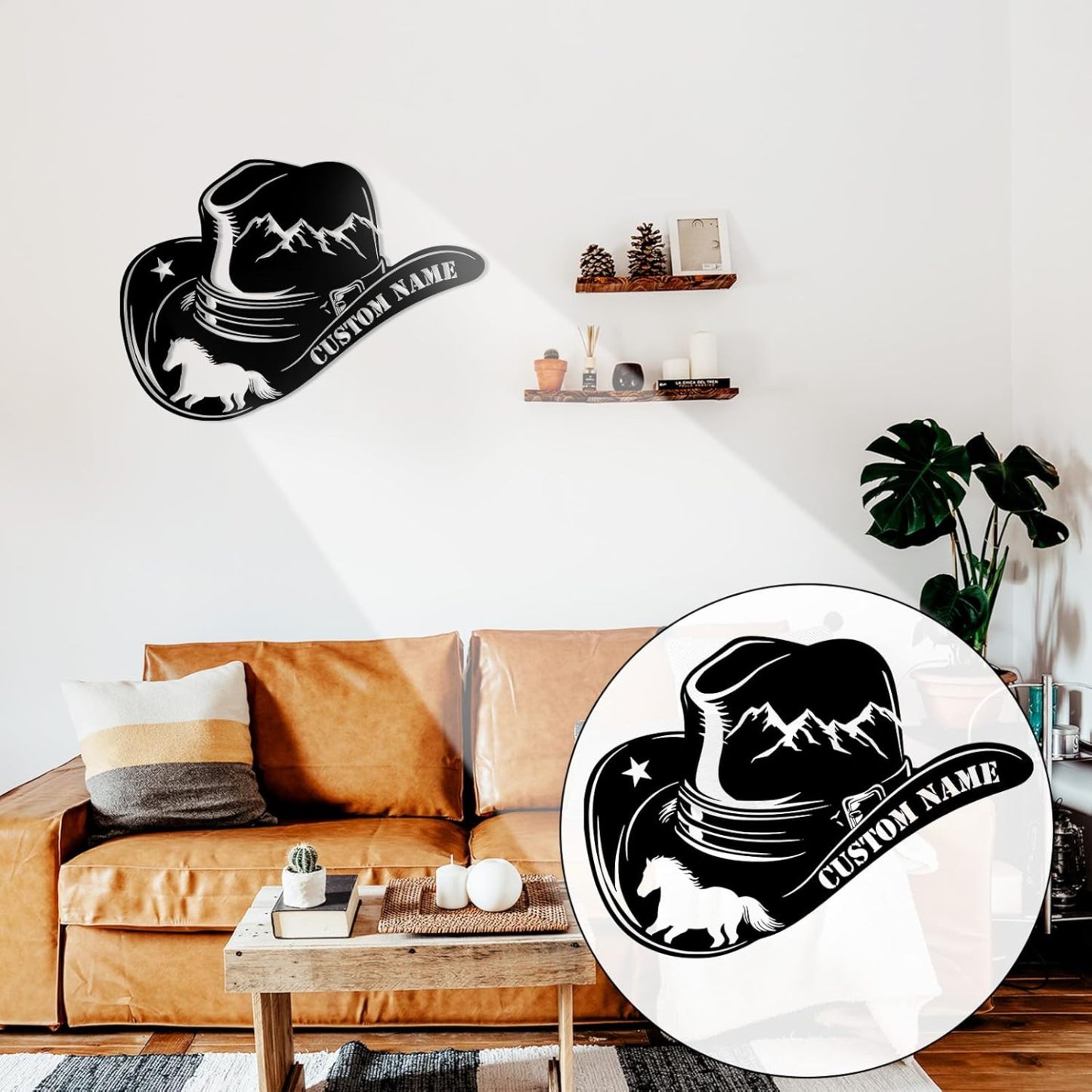 Personalized Western Wall Decor Metal Signs, Rustic Cowboy Couple Silhouette, Cowboy Metal Name Sign Customized, Vintage Howdy Wall Art Gifts for Home Bedroom Speakeasy Decor Color01