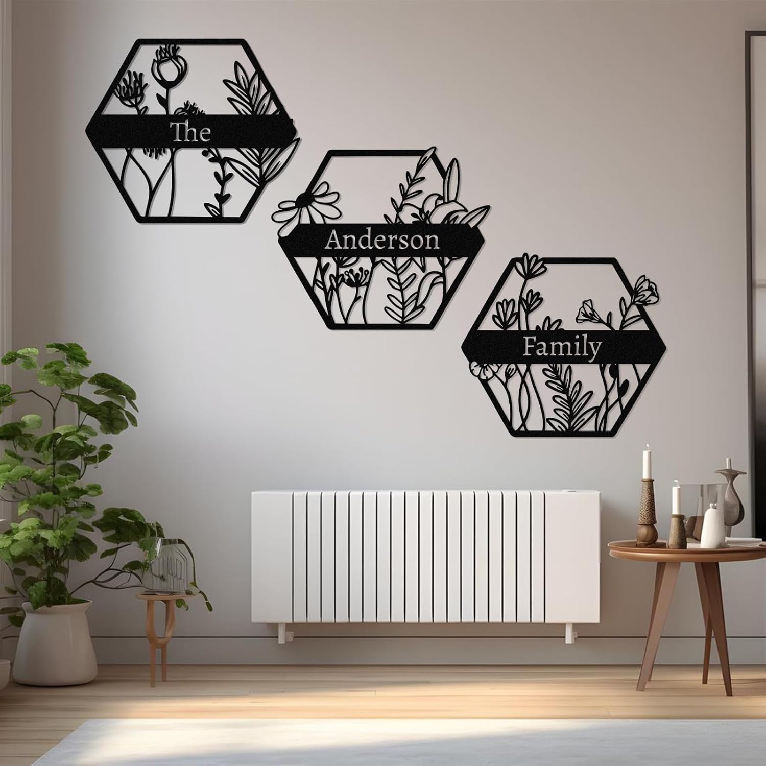  Personalized Metal Wall Art Decor, 3 Pcs Metal Signs, Tree of Life Wall Art, Family Tree Wall Sculptures, Custom Name Sign Gifts for Home Bedroom Living Room Color01