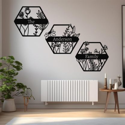  Personalized Metal Wall Art Decor, 3 Pcs Metal Signs, Tree of Life Wall Art, Family Tree Wall Sculptures, Custom Name Sign Gifts for Home Bedroom Living Room Color01