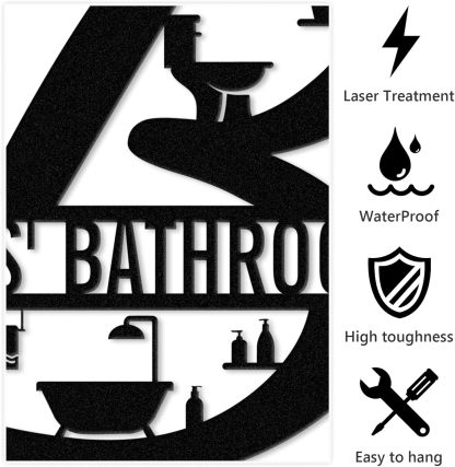 Personalized Bathroom Metal Sign, Farmhouse Bathroom Decor Wall Art, Custom Name Funny Bathroom Sign with Feces Design, Modern Hanging Decor for Home Washroom, Housewarming Gifts Color02