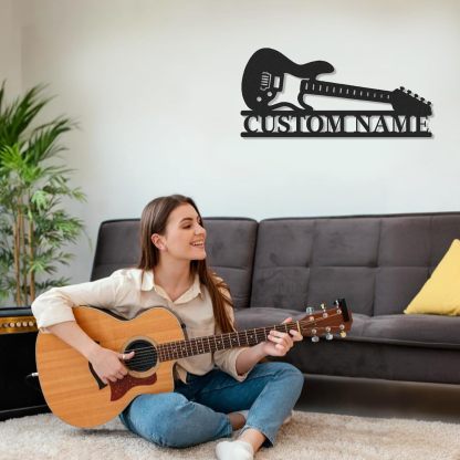 Personalized Guitar Metal Sign, Metal Signs Customized, Musical Note Wall Decor, Funny Music Wall Art, Custom Name Music Sign for Indoor & Outdoor Decorations, Gifts for Musicians, Home Decor
