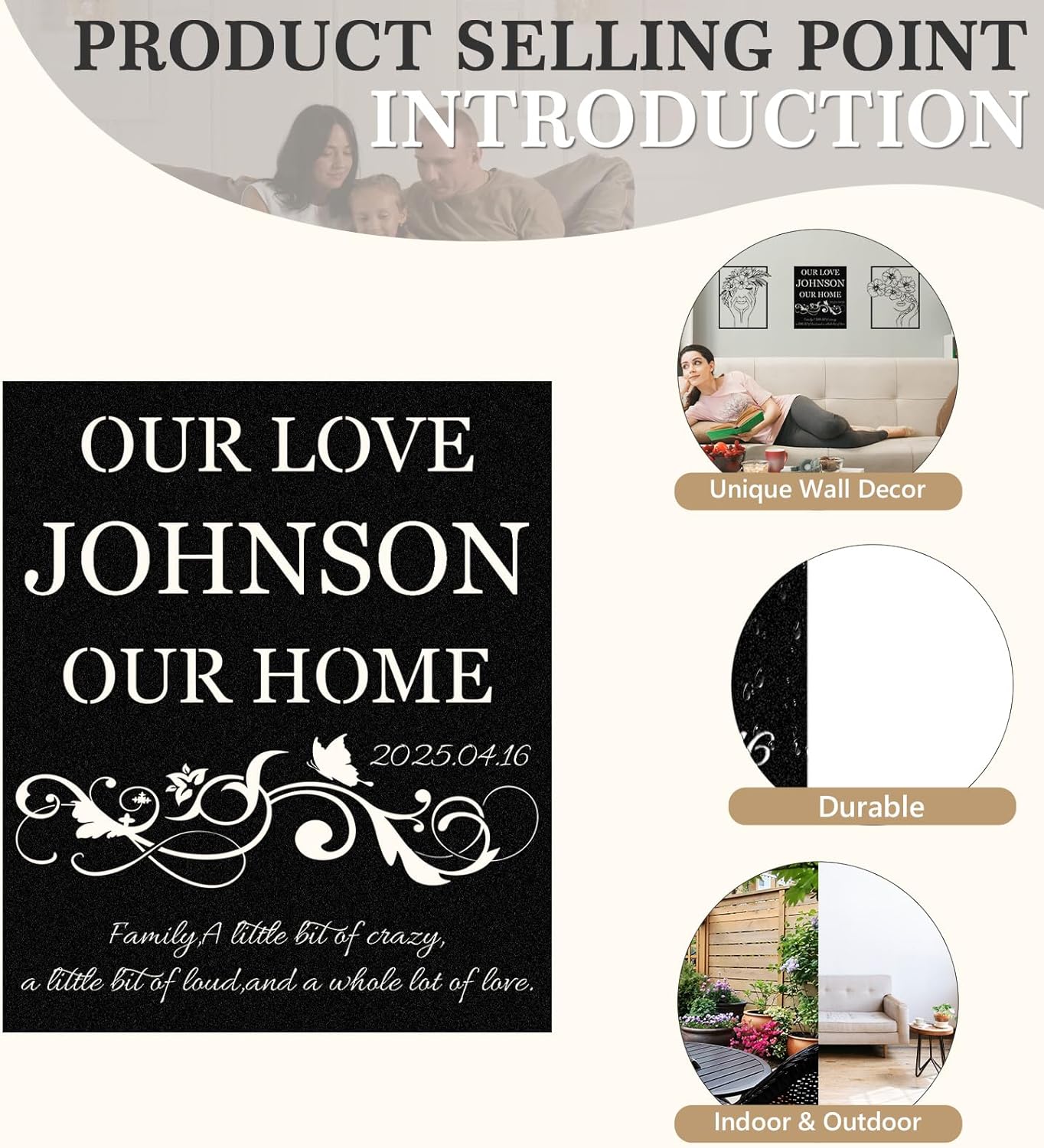  Personalized Metal Wall Art Decor, 3 Pcs Metal Signs, Tree of Life Wall Art, Family Tree Wall Sculptures, Custom Name Sign Gifts for Home Bedroom Living Room Color01