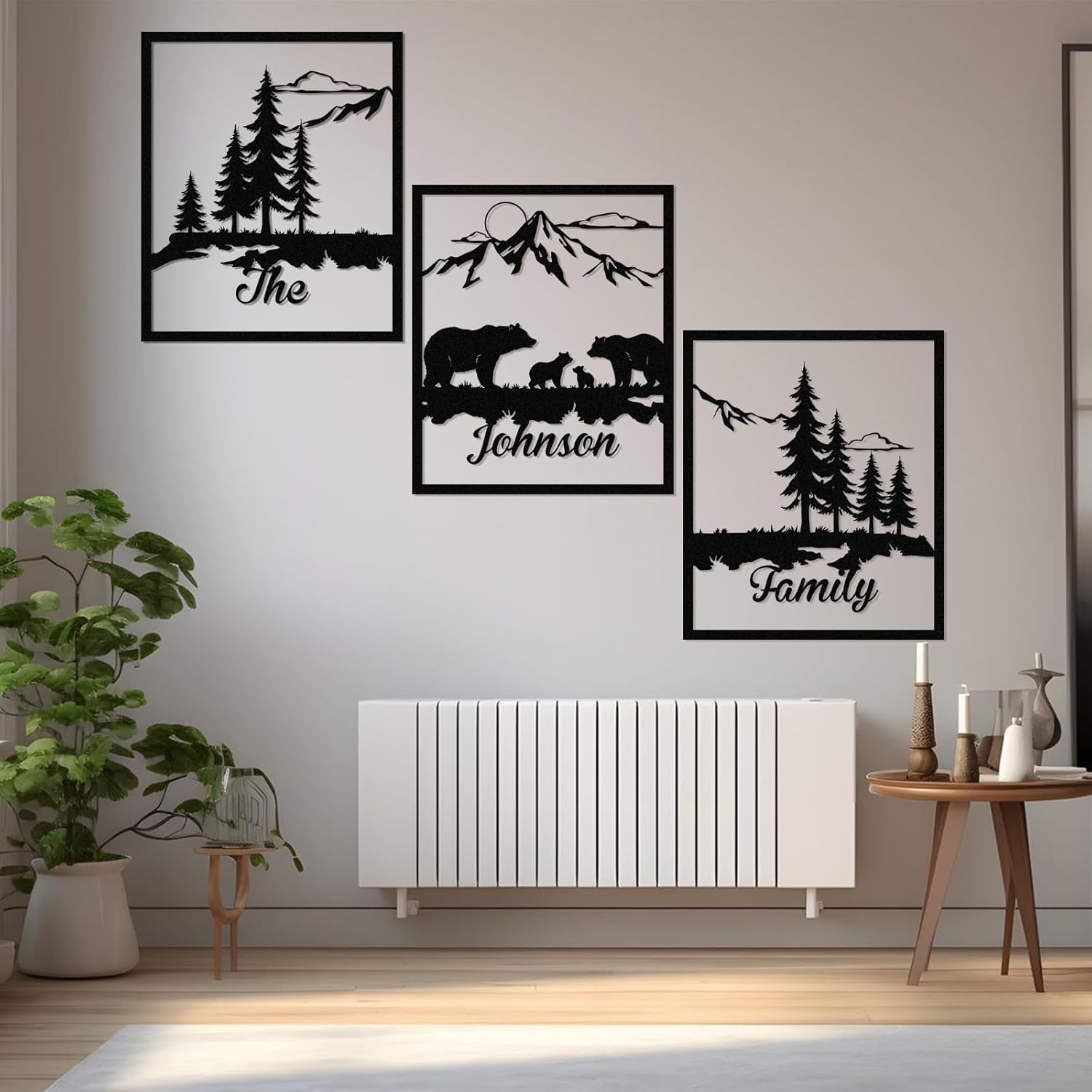  Personalized Metal Wall Art Decor, 3 Pcs Metal Signs, Tree of Life Wall Art, Family Tree Wall Sculptures, Custom Name Sign Gifts for Home Bedroom Living Room Color01