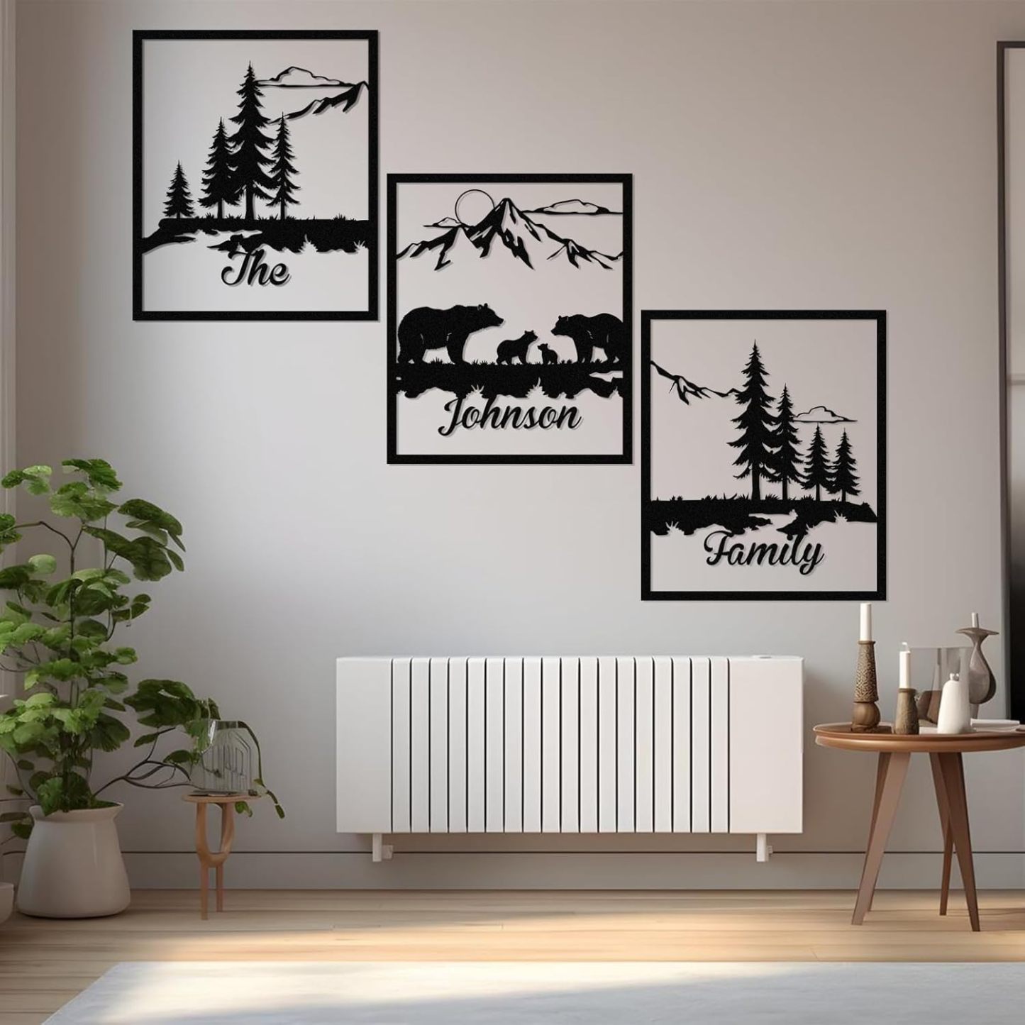  Personalized Metal Wall Art Decor, 3 Pcs Metal Signs, Tree of Life Wall Art, Family Tree Wall Sculptures, Custom Name Sign Gifts for Home Bedroom Living Room Color01