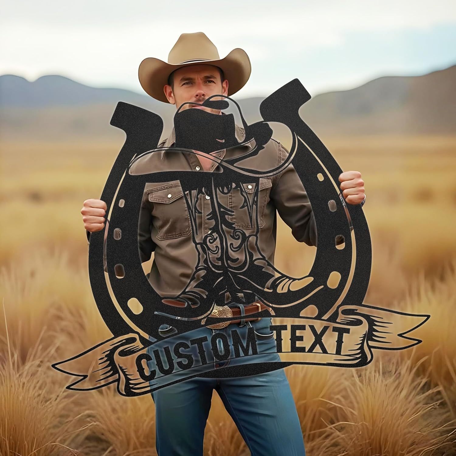 Personalized Cowboy Metal Sign, Custom Metal Name Sign, Vintage Cowboy Wall Decor, Outdoor Metal Art, Metal Signs Customized, Retro Home Decor Wall Art, Cowboy Decor Gift, Patio Decor