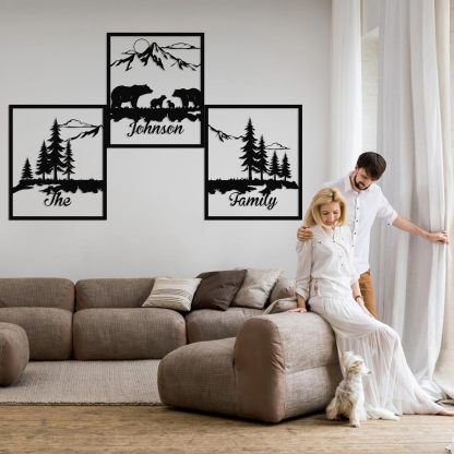  Personalized Metal Wall Art Decor, 3 Pcs Metal Signs, Tree of Life Wall Art, Family Tree Wall Sculptures, Custom Name Sign Gifts for Home Bedroom Living Room Color01