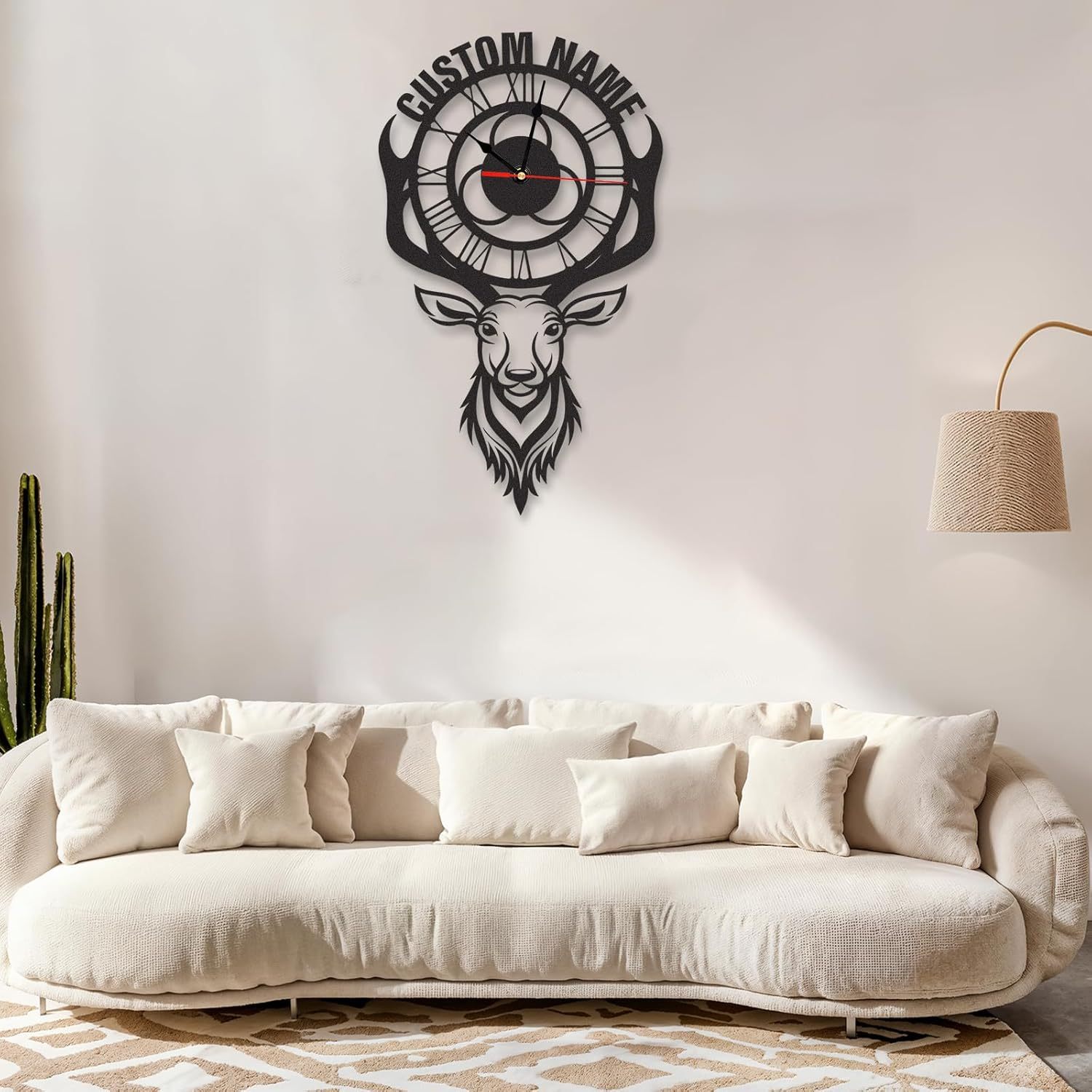 Personalized Large Outdoor Clock, Custom Motorcycle Wall Clock with Name, Modern Metal Wall Art, Battery Operated, Silent Non Ticking Clock for Garage Workshop Farmhouse Man Cave, Gifts for Men