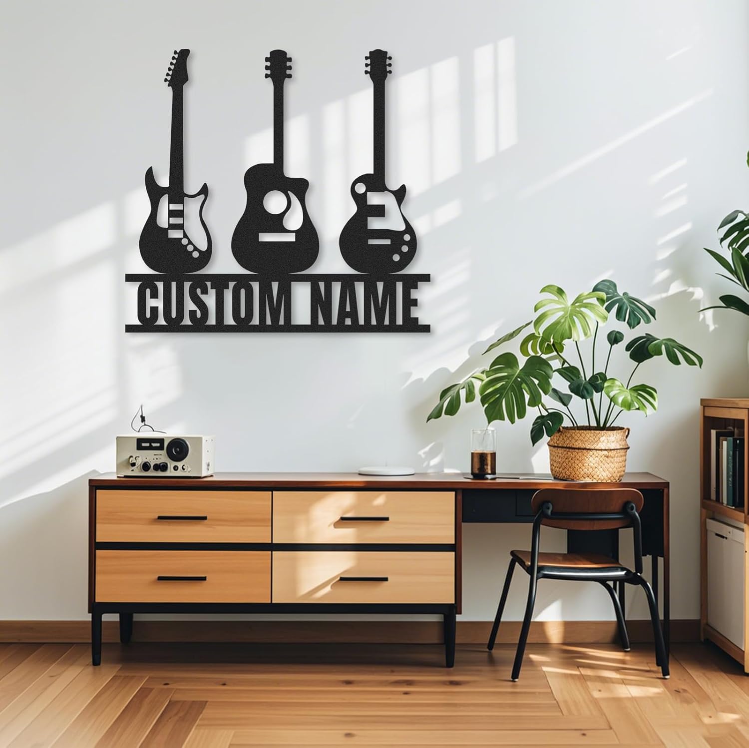 Personalized Guitar Metal Sign, Metal Signs Customized, Musical Note Wall Decor, Funny Music Wall Art, Custom Name Music Sign for Indoor & Outdoor Decorations, Gifts for Musicians, Home Decor
