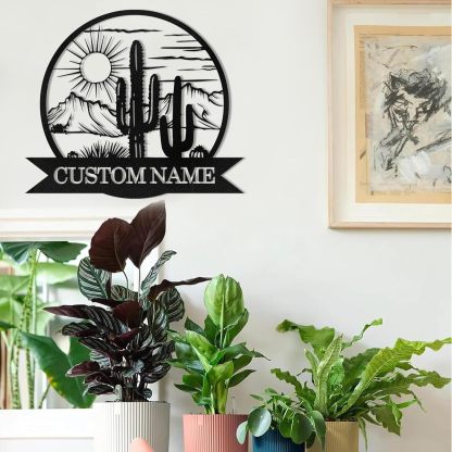 Dyoart Personalized Metal Cactus Wall Decor, Natural Themed Metal Wall Art Home Decor Plant Modern for Office Home Living Room Bedroom, Personalized Wall Hanging Plaques Sign, Housewarming Gifts