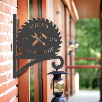 Personalized Work Shop Metal Plant Hanger, Customizable Decorative Wall Hanger Indoor Outdoor-MetalsignX