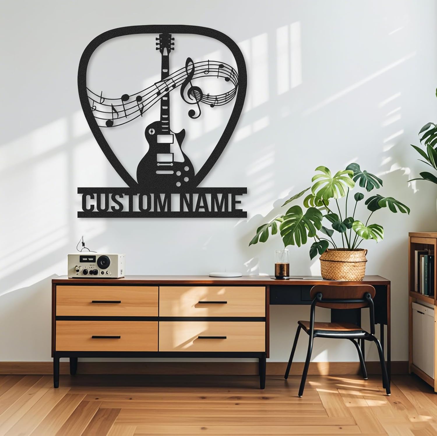 Personalized Guitar Metal Sign, Metal Signs Customized, Musical Note Wall Decor, Funny Music Wall Art, Custom Name Music Sign for Indoor & Outdoor Decorations, Gifts for Musicians, Home Decor