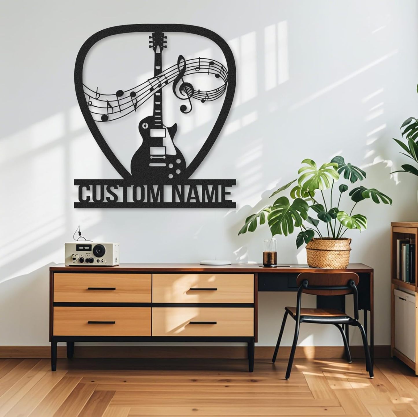 Personalized Guitar Metal Sign, Metal Signs Customized, Musical Note Wall Decor, Funny Music Wall Art, Custom Name Music Sign for Indoor & Outdoor Decorations, Gifts for Musicians, Home Decor